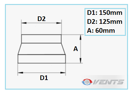 Réducteur en PVC pour gaine / extracteur ou filtre au charbon