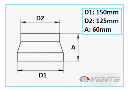 Réducteur en PVC pour gaine / extracteur ou filtre au charbon