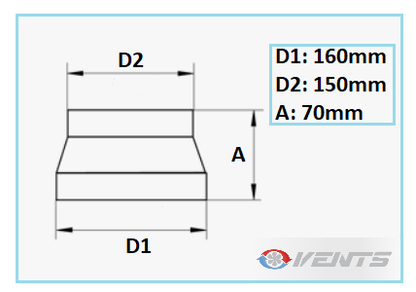 Réducteur en PVC pour gaine / extracteur ou filtre au charbon
