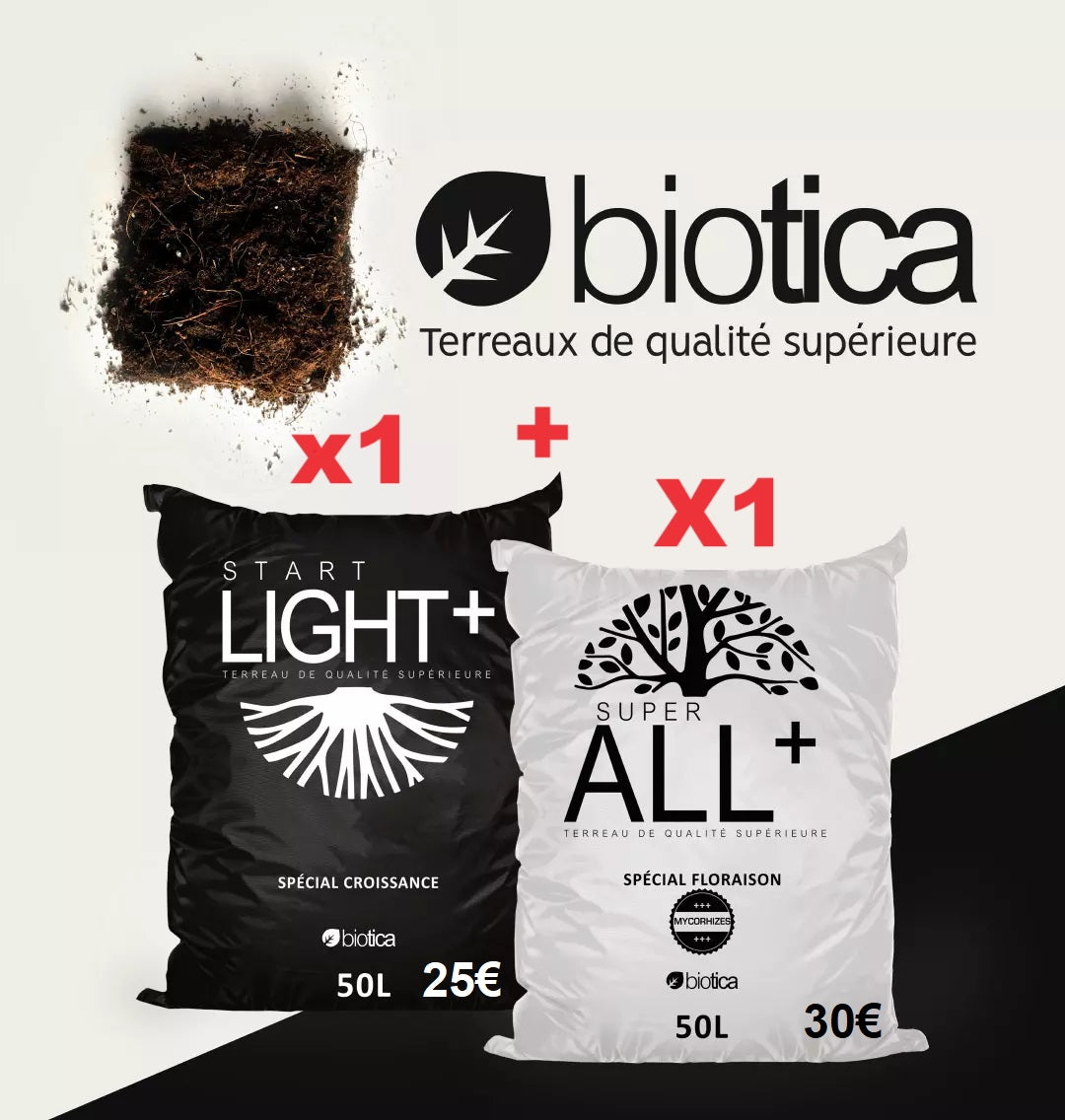 Cultivez vos plantes avec un pack complet de terreaux de qualité supérieure pour une croissance et une floraison optimales, que ce soit en intérieur ou en extérieur. Ce pack contient tout le nécessaire pour une récolte abondante et de qualité pour 5 plantes.