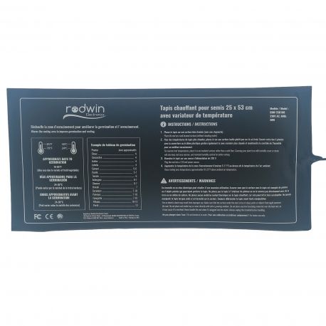 Tapis chauffant 25 x 53cm / 20W avec variateur